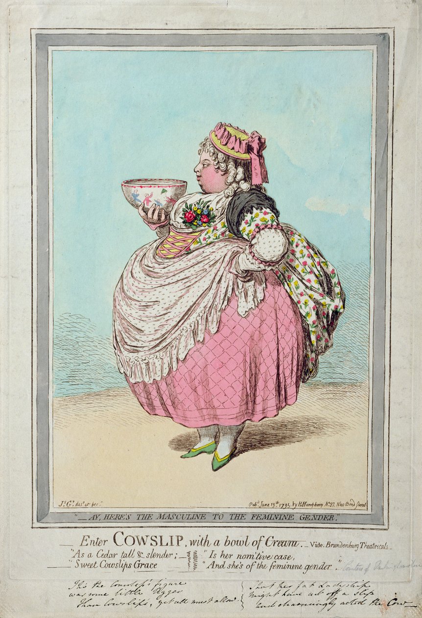 أدخل Cowslip ، مع وعاء من الكريم ، نشرته Hannah Humphrey في عام 1795 (النقش الملون يدويًا) بواسطة جيمس جيلراي