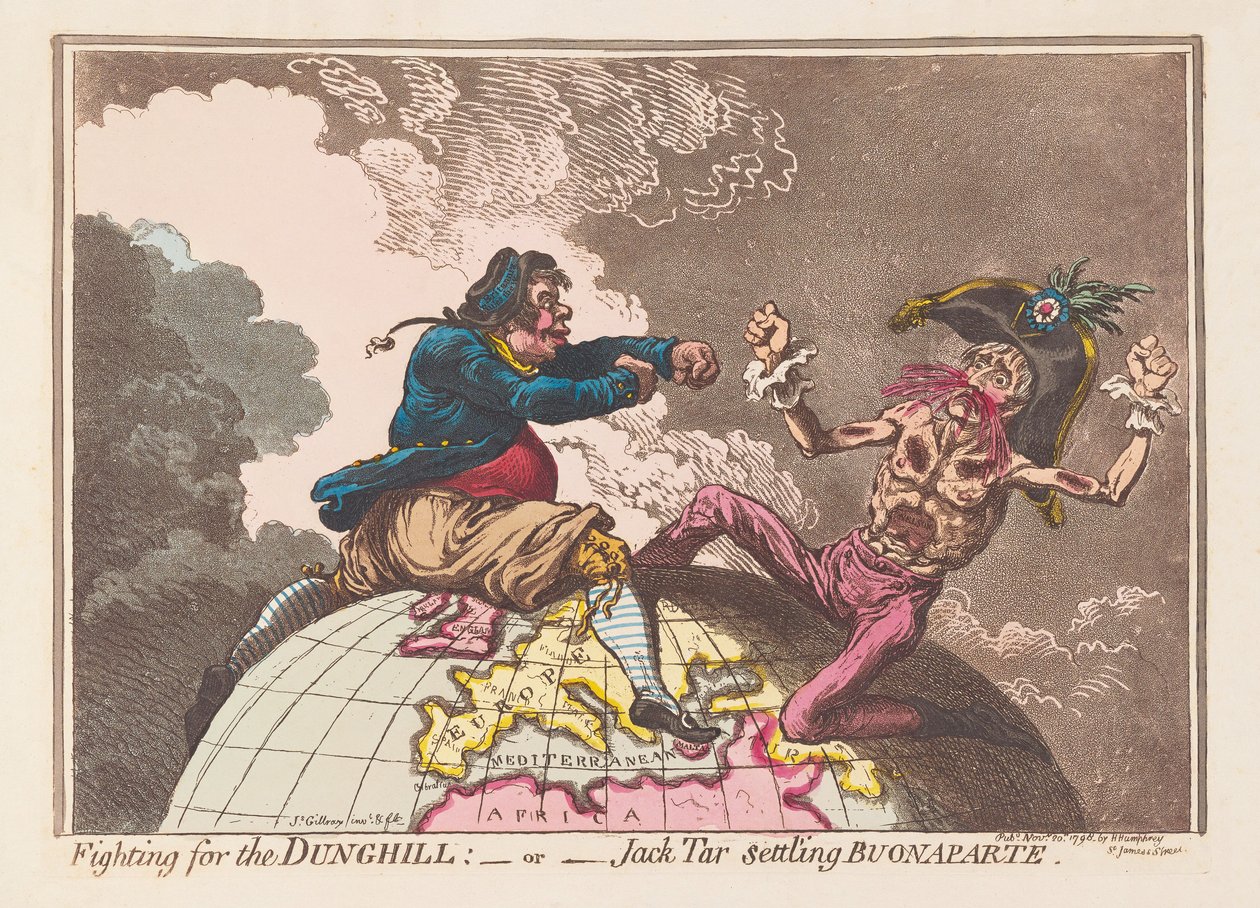 القتال من أجل Dunghill أو Jack Tar تسوية Buonaparte ، حانة. 1798 (نقش يدوي) بواسطة جيمس جيلراي