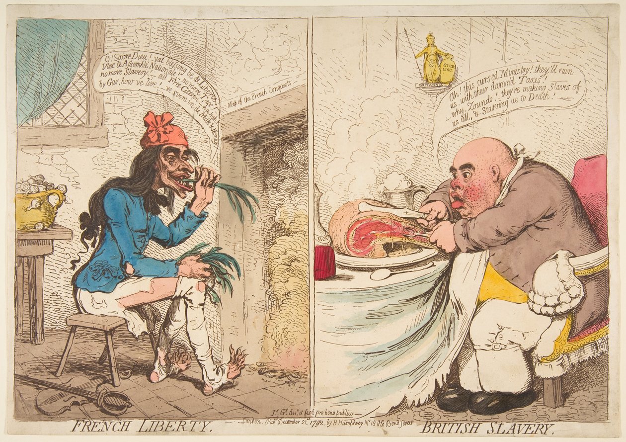 الحرية الفرنسية - العبودية البريطانية ، 21 ديسمبر 1792. بواسطة جيمس جيلراي
