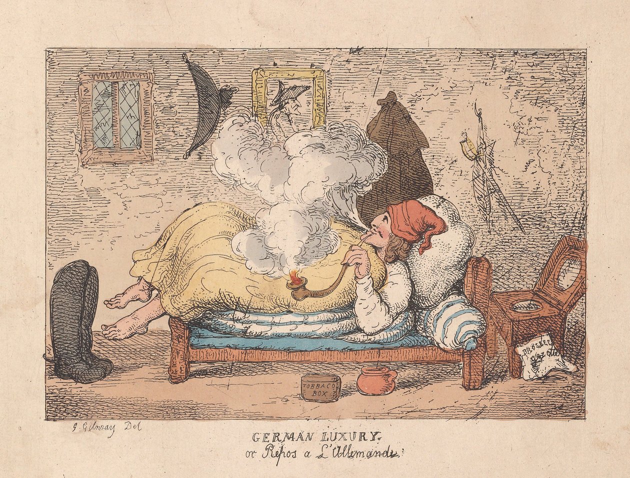 الترف الألماني أو Repos a LAllemande ، حانة. 1800 (نقش يدوي) بواسطة جيمس جيلراي