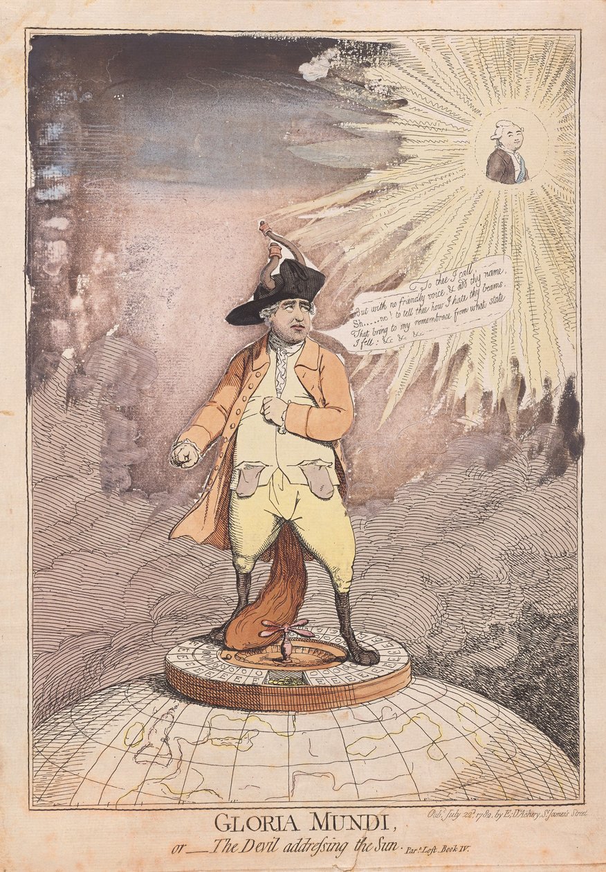 غلوريا موندي ، أو الشيطان يخاطب الشمس ، الحانة. 1782 (نقش يدوي) بواسطة جيمس جيلراي