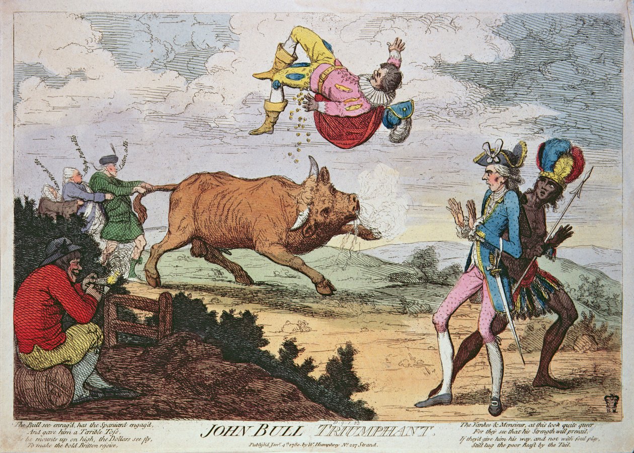 جون بول Triumphant ، نشره ويليام همفري ، 4 يناير 1780 (الطباعة الحجرية الملونة) بواسطة جيمس جيلراي