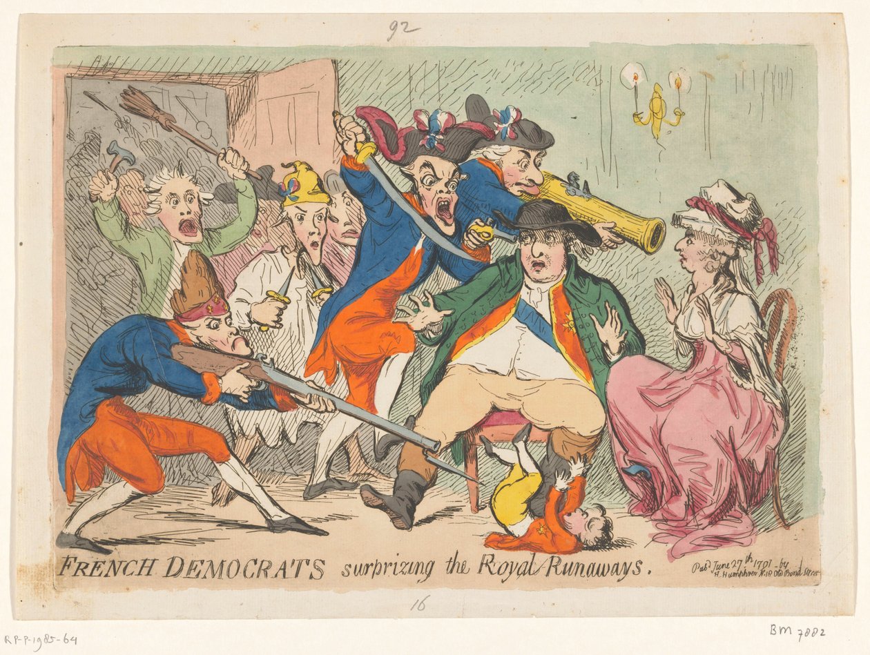 اشتعلت رحلة لويس السادس عشر وماري أنطوانيت في عام 1791 الديموقراطيون الفرنسيون يتفوقون على الهاربين الملكيين بواسطة جيمس جيلراي
