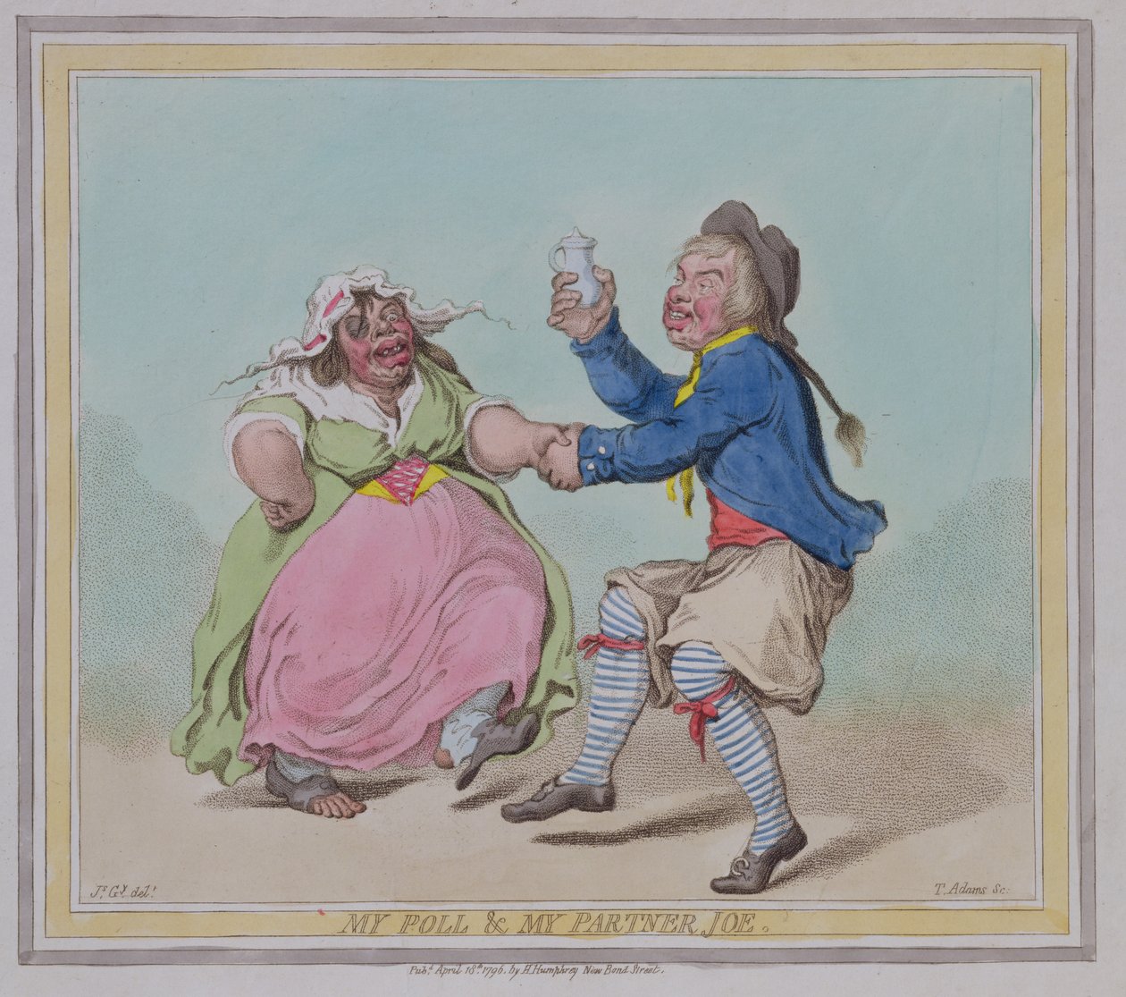 استطلاعي وشريكي جو ، نقشت بواسطة T. Adams ، pub. هانا همفري ، 1796 بواسطة جيمس جيلراي