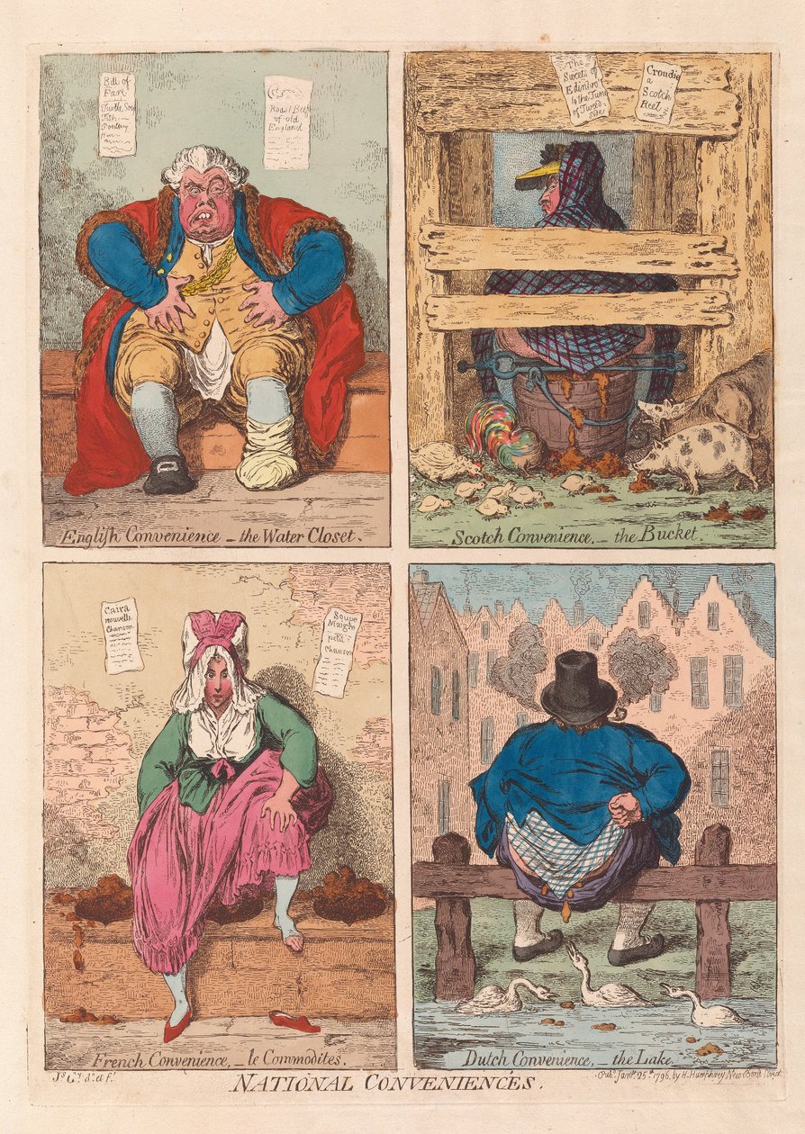 وسائل الراحة الوطنية، حانة. 1796 (نقش ملون باليد) بواسطة جيمس جيلراي