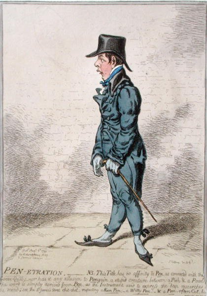 Pen-Etration ، الذي نشرته هانا همفري عام 1799 (نقش ملون يدويًا) بواسطة جيمس جيلراي