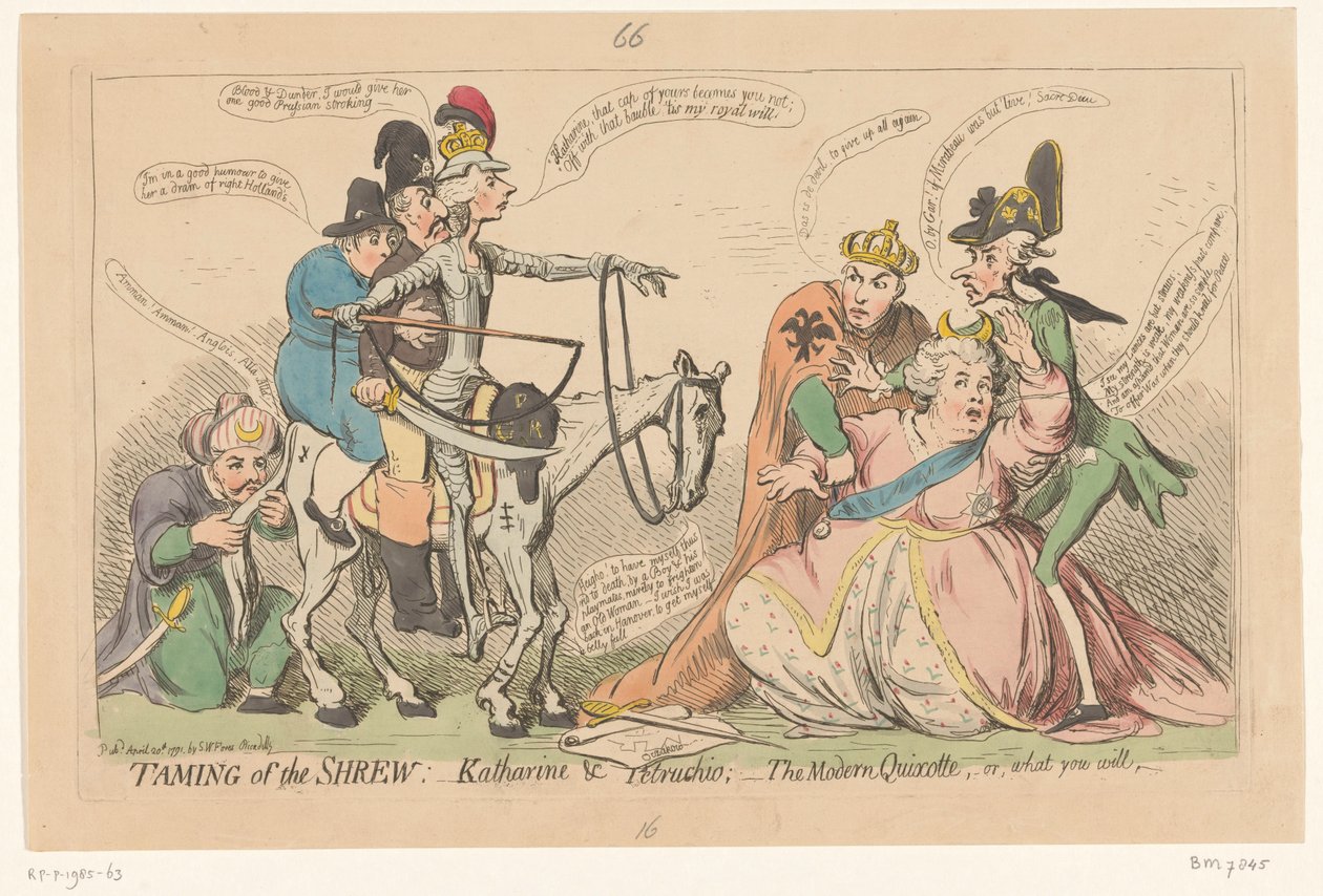 بيت كما يخيف دون كيشوت كاثرين العظيمة ، 1791 ترويض النمرة: - كاثرين وبتروشيو: - Quixotte الحديثة ، أو ما شئت (العنوان على الكائن) بواسطة جيمس جيلراي