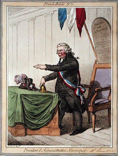 رئيس de l'Adminstration Municipale ، اللوحة 5 من "العادات الفرنسية" التي نشرتها هانا همفري في عام 1798 (نقش ملون) بواسطة جيمس جيلراي