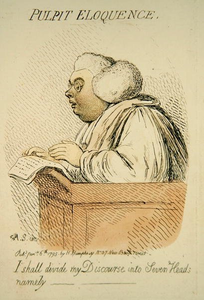Pulpit Eloquence ، الذي نشرته هانا همفري عام 1795 (نقش ملون يدويًا) (تفاصيل عام 191281) بواسطة جيمس جيلراي