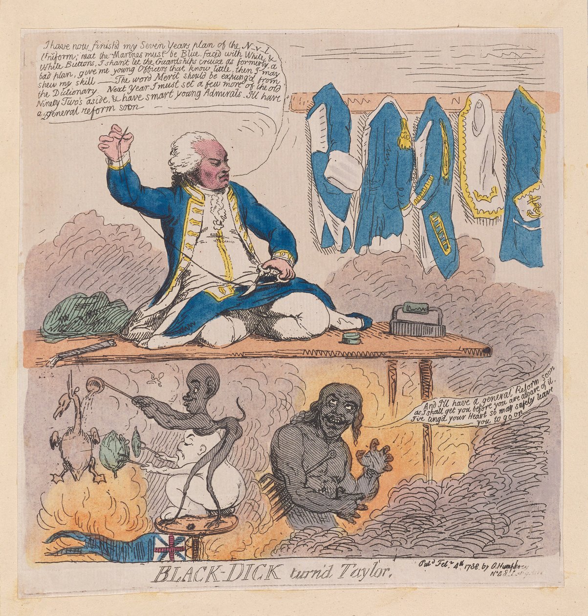 ريتشارد هاو ، أول إيرل هاو (بلاك-ديك تورنور تايلور) ، حانة. 1788 (نقش ملون) بواسطة جيمس جيلراي