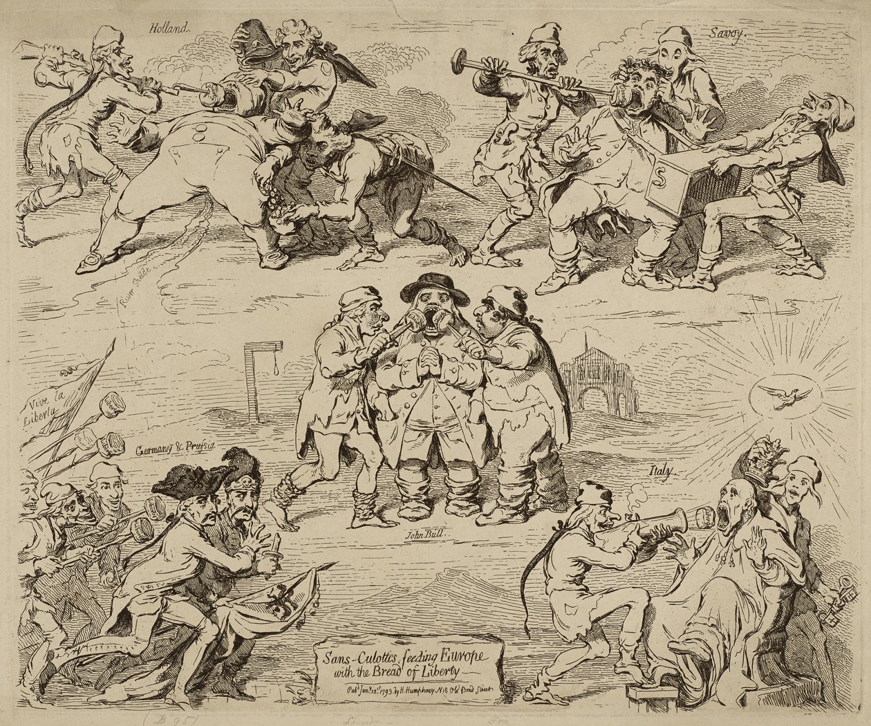 Sans-Culottes ، إطعام أوروبا بخبز الحرية ، نُشر في 12 يناير بواسطة جيمس جيلراي