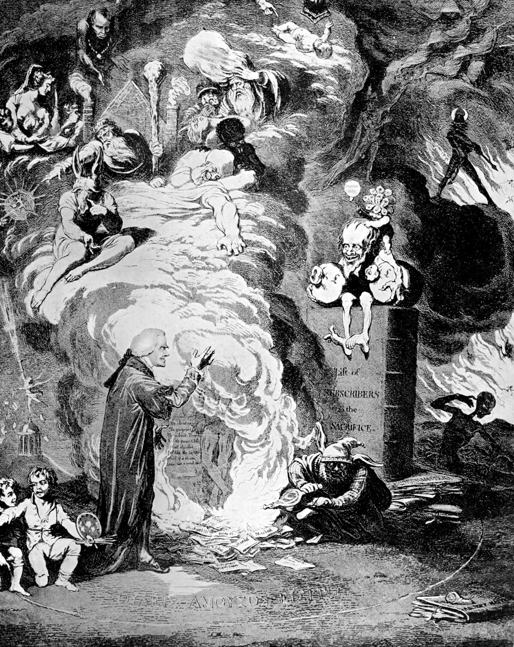 ضحى شكسبير ، أو قربان الجشع ، 1789. بواسطة جيمس جيلراي