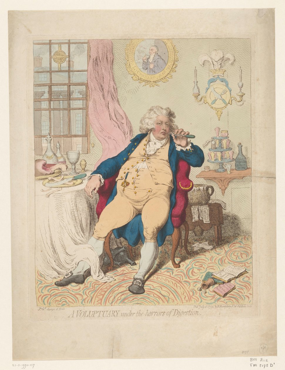 سبوتبرنت المرجع جورج الرابع 1792 A Voluptuary تحت أهوال الهضم (العنوان على الكائن) بواسطة جيمس جيلراي