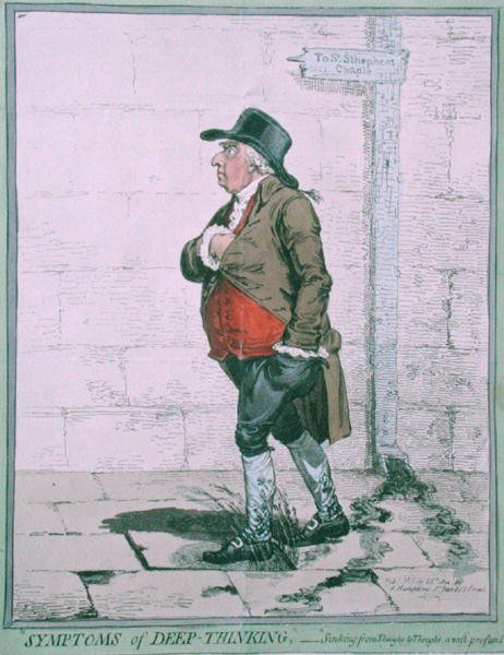 أعراض التفكير العميق ، التي نشرتها هانا همفري عام 1800 (حفر ملون يدويًا) بواسطة جيمس جيلراي