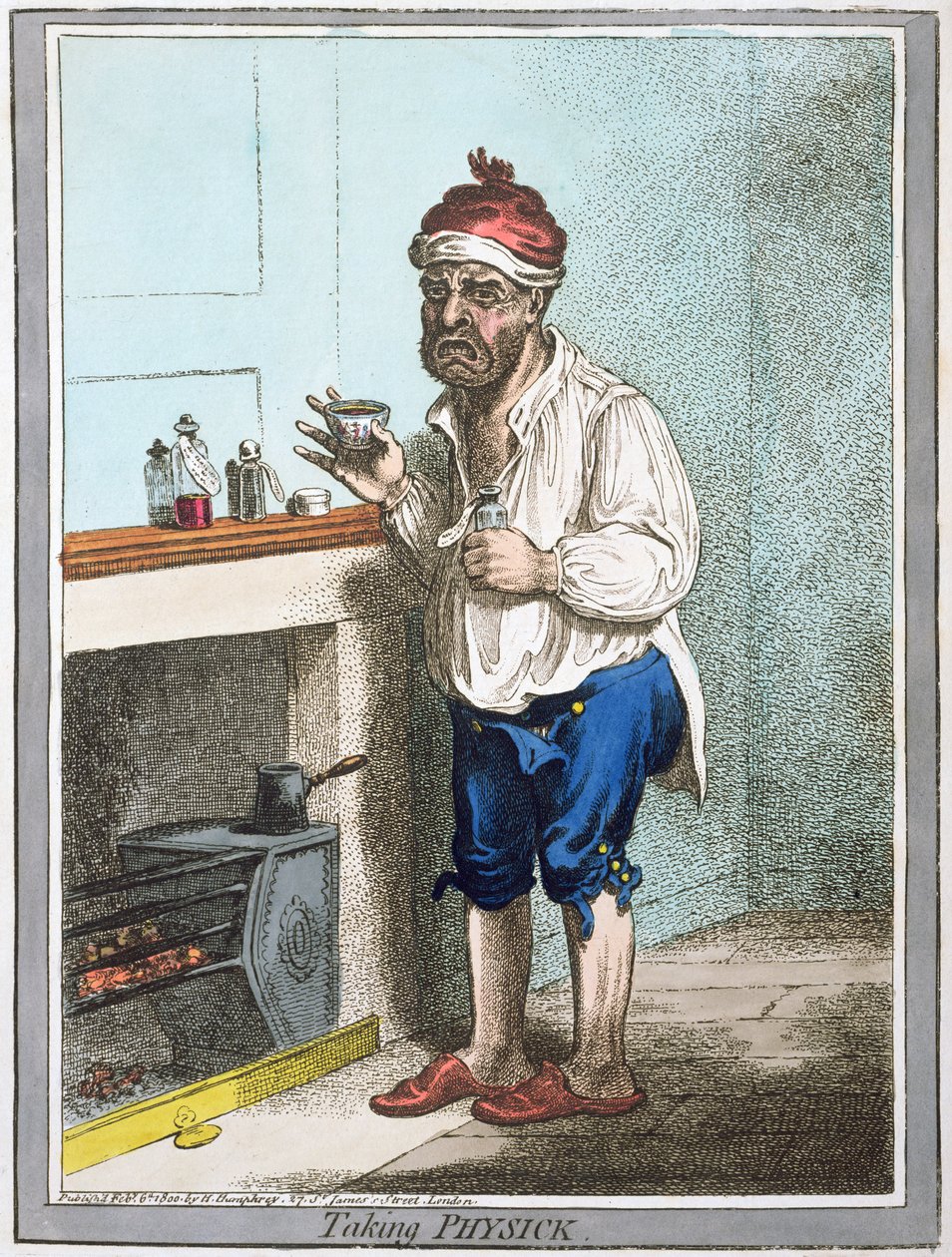 أخذ Physick ، نشرته هانا همفري في عام 1800 (النقش اليدوي) بواسطة جيمس جيلراي