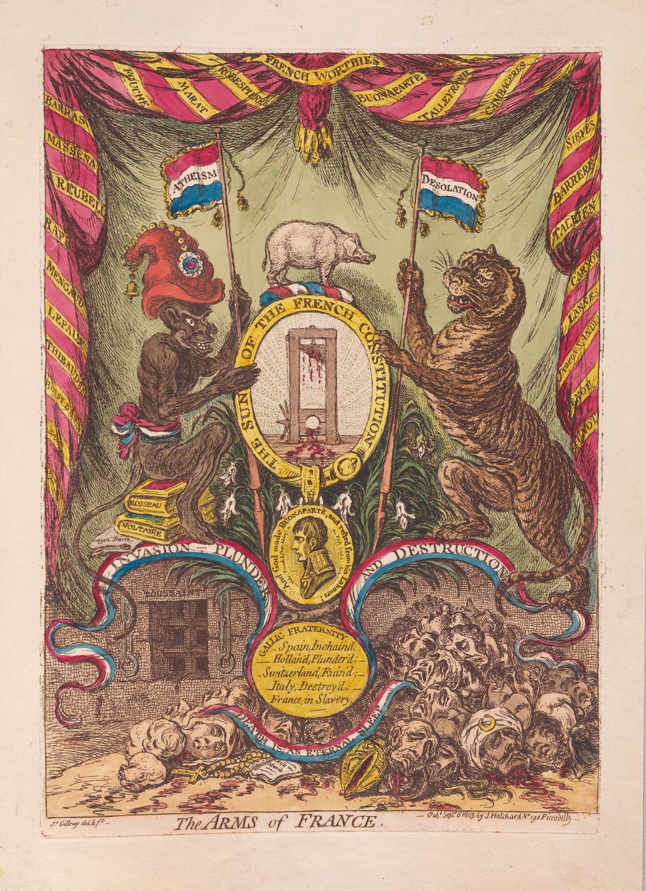 The Arms of France، pub. 1805 (نقش ملون يدوي) بواسطة جيمس جيلراي