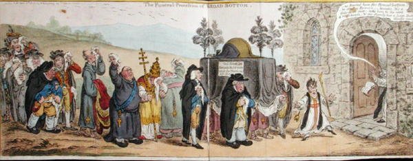 موكب جنازة القاع العريض ، الذي نشرته هانا همفري في عام 1807 (نقش ملون يدويًا) بواسطة جيمس جيلراي