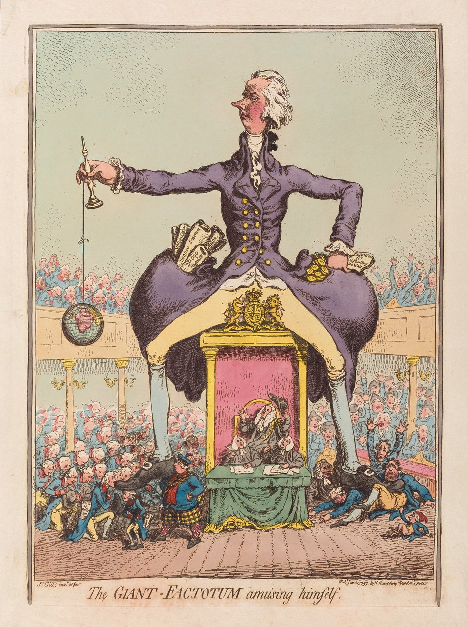 The Giant Factotum يسلي نفسه ، حانة. 1797 (نقش يدوي) بواسطة جيمس جيلراي