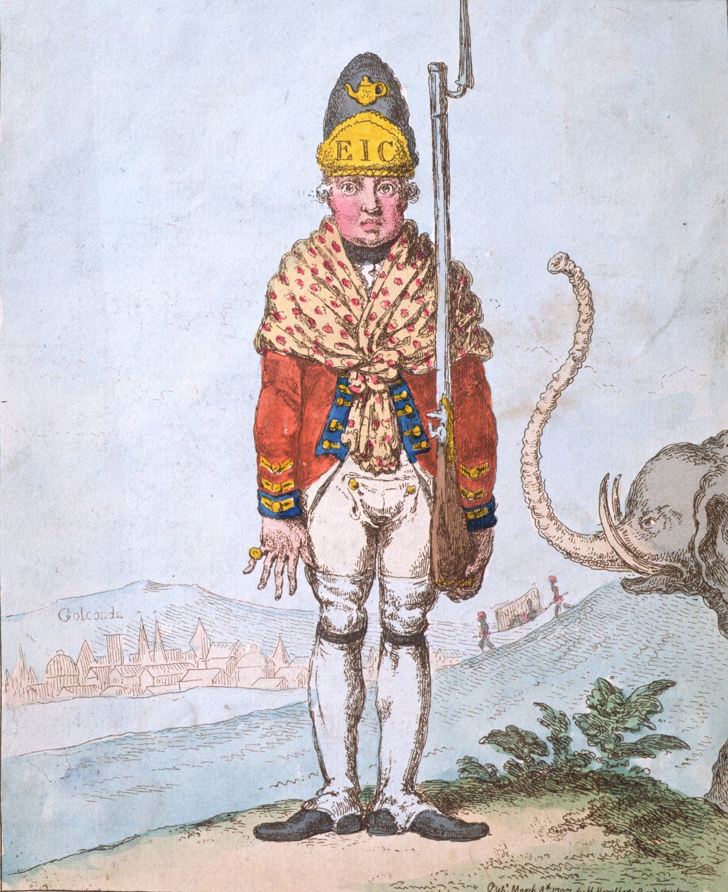 تطوع ليدنهول ، شال في شال له ، نشرته هانا همفري في عام 1797 (النقش اليدوي) بواسطة جيمس جيلراي