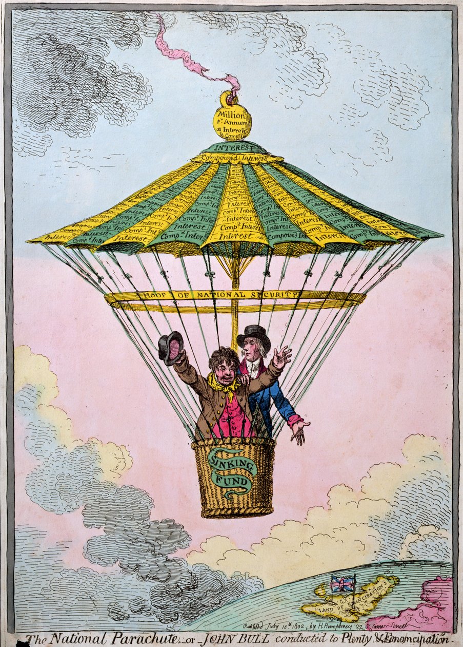 المظلة الوطنية ، أو جون بول أجريت على بلنتي والتحرر ، نشرتها هانا همفري في عام 1802 (النقش الملون يدويًا) بواسطة جيمس جيلراي