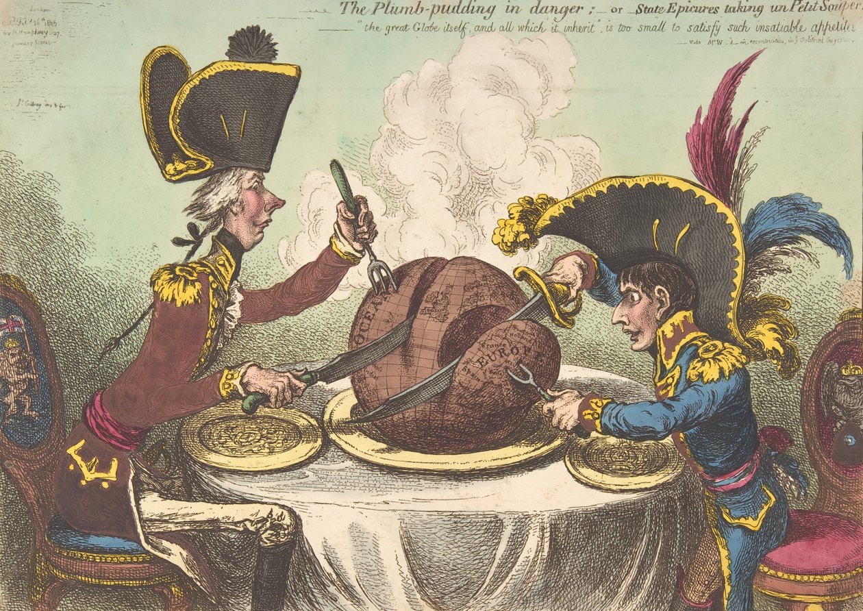 The Plumb-Pudding in Danger، -or-State Epicures take un Petit Souper، Februa ...، February 26، 1805. بواسطة جيمس جيلراي
