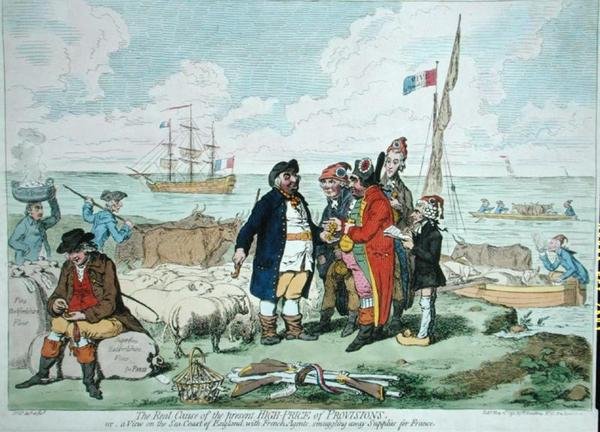 السبب الحقيقي للأسعار المرتفعة الحالية للبنود ، التي نشرتها هانا همفري عام 1795 (نقش ملون يدويًا) بواسطة جيمس جيلراي