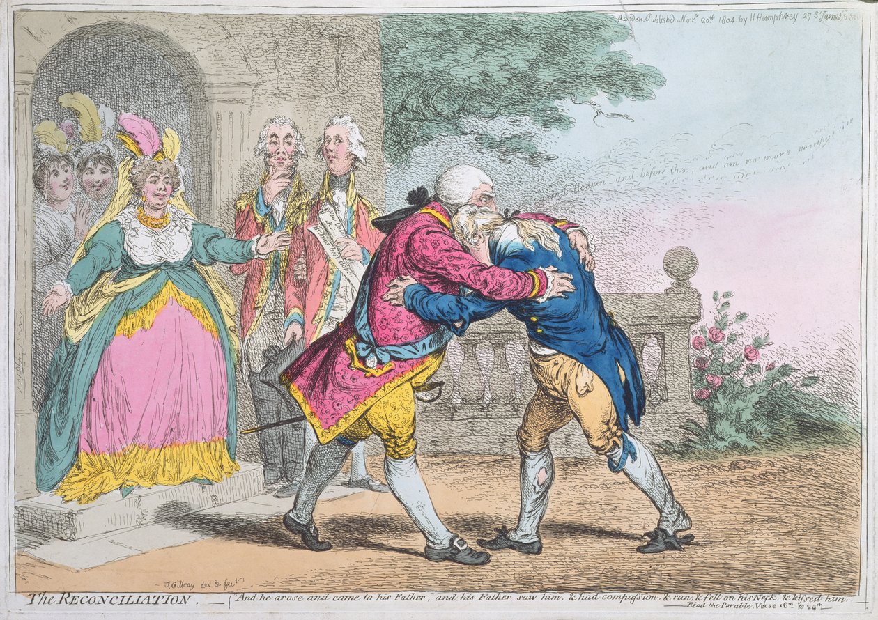 المصالحة ، التي نشرتها هانا همفري ، 1804 (النقش الملون) بواسطة جيمس جيلراي