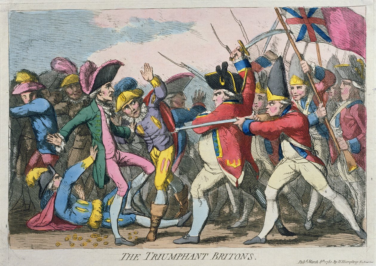البريطانيون المنتصرون ، نشرته هانا همفري عام 1780 (حفر يدوي) بواسطة جيمس جيلراي