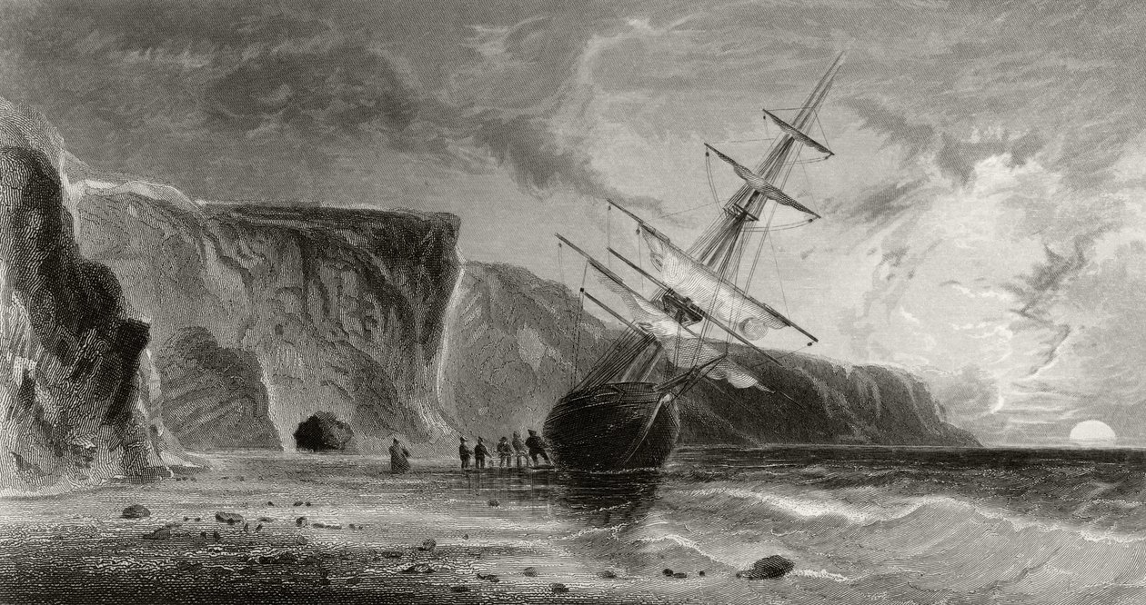 منتصف الليل في سبتمبر ، نقشها ج. أولمان ، من "الاستكشافات القطبية الشمالية في السنوات 1853 ، 54 ، 55" ، المجلد الأول ، من قبل الدكتورة إليشا كينت كين (1820-57) نشرت فيلادلفيا ، 1856 بواسطة جيمس هاميلتون
