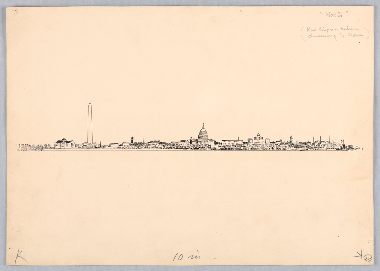 أفق واشنطن ، تصميم لعشاء مجلس واشنطن التجاري ، 13 مايو 1908 بواسطة جيمس هنري موزر