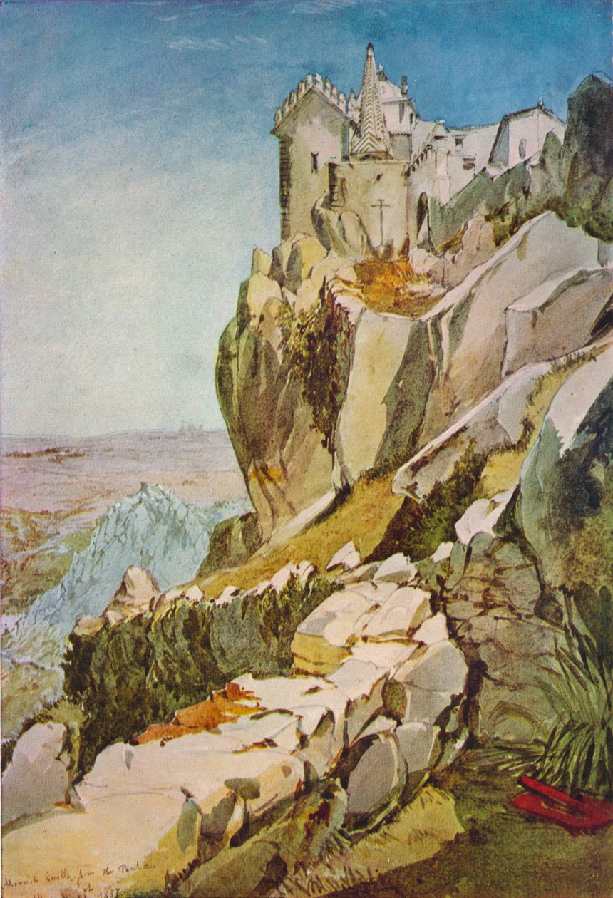 رسم تخطيطي في البرتغال ، القلعة المغاربية من بنها ، القلعة المغاربية ، مافرا ، 1837 بواسطة جيمس هولاند