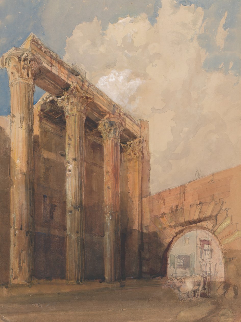 معبد مارس أولتور ، روما ، 1840-45. بواسطة جيمس هولاند