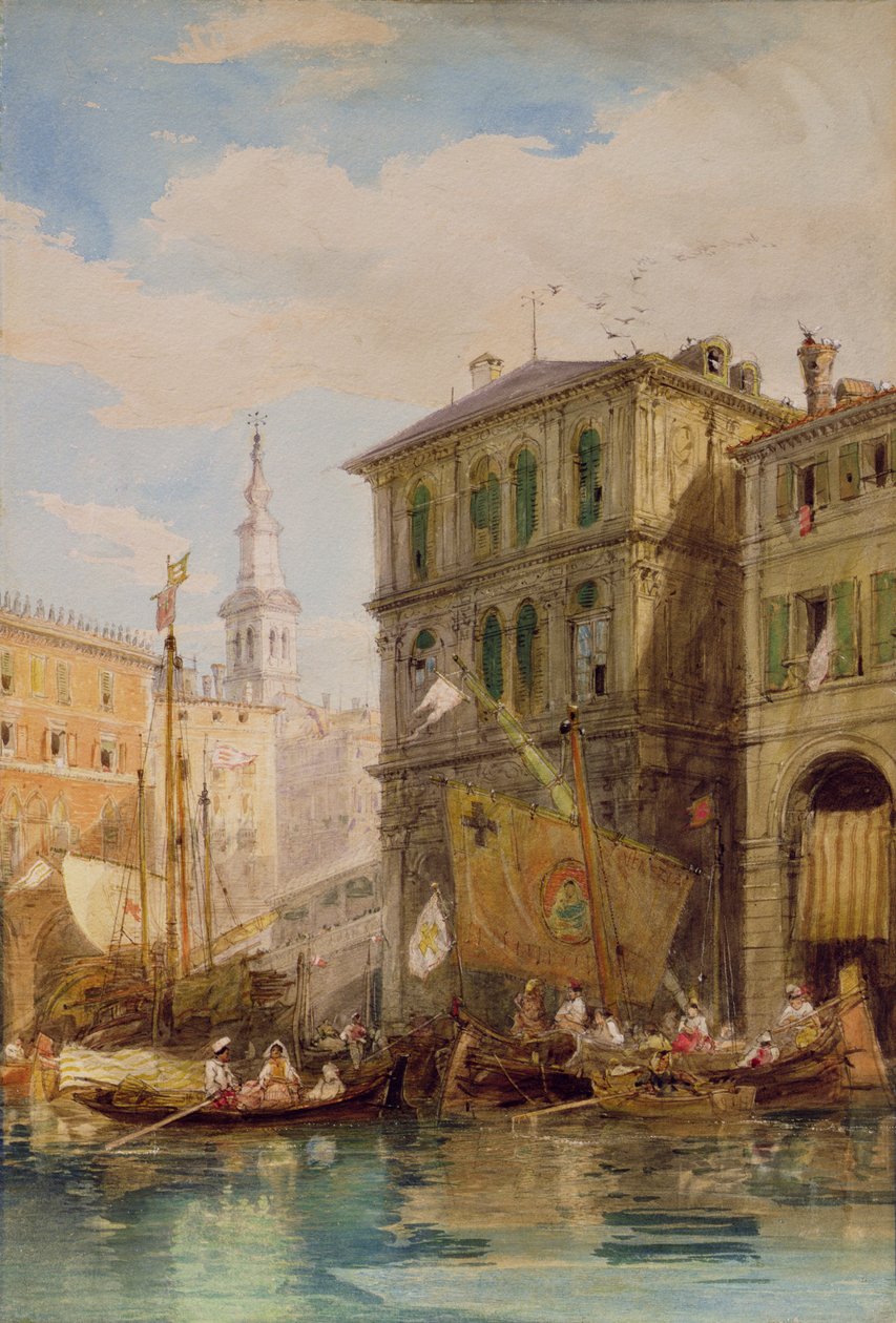 قصر Palazzo Dei Camerlinghi ، البندقية ، حوالي 1835-55 (قلم رصاص وألوان مائية) بواسطة جيمس هولاند