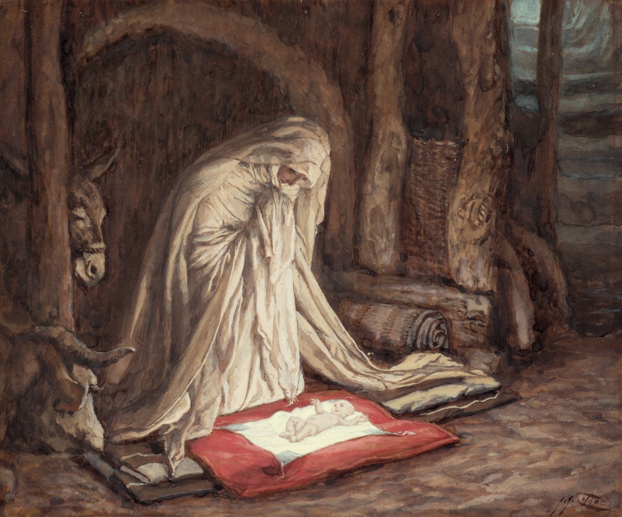 ولادة ربنا يسوع المسيح ، رسم توضيحي لحياة المسيح ، c.1886-94 (الغواش على ورق مقوى) بواسطة جيمس جاك جوزيف تيسو
