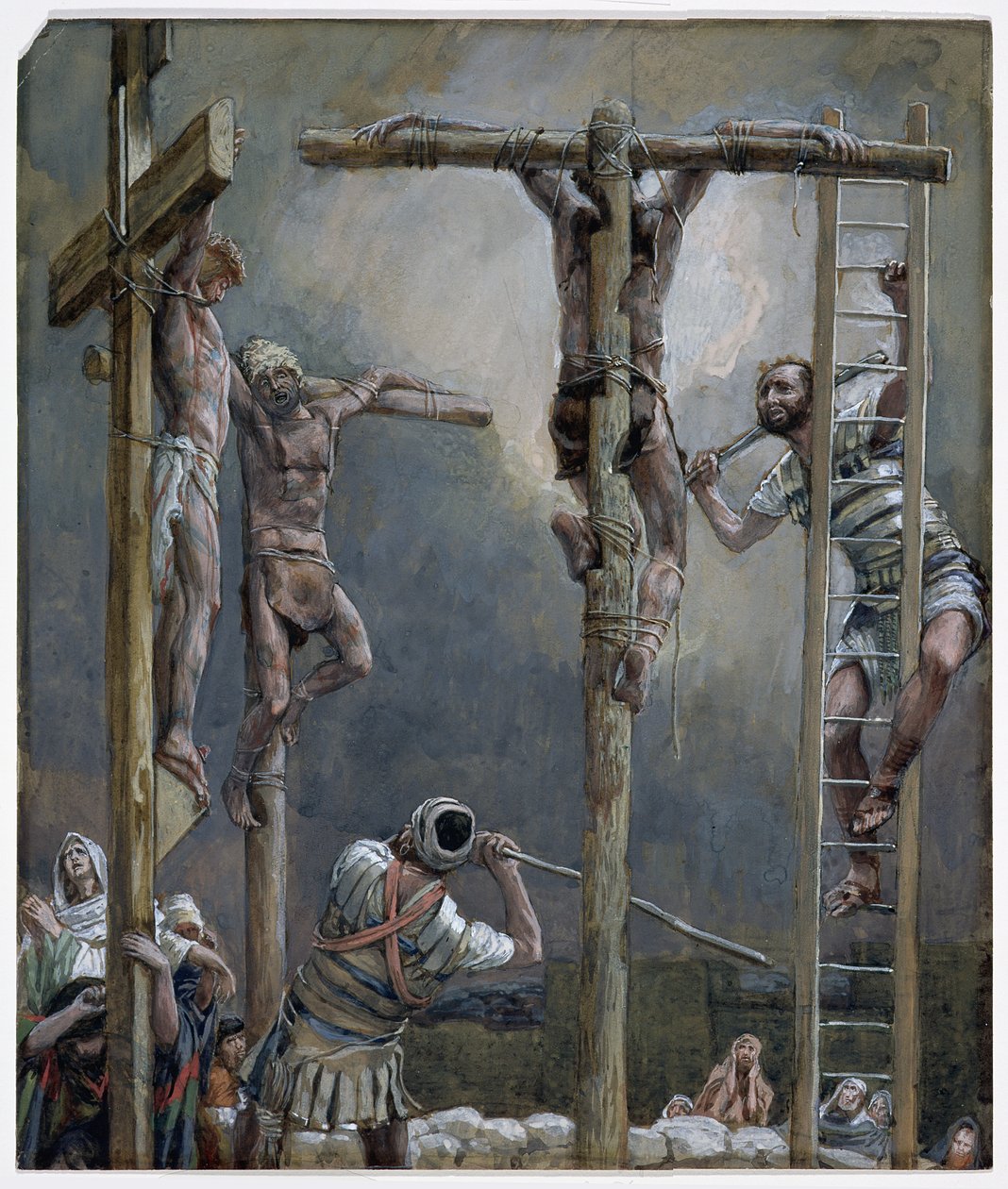 كسر أرجل اللصوص ، رسم توضيحي لـ "حياة المسيح" ، حوالي 1886-94 (ألوان مائية وغواش على ورق مقوى) بواسطة جيمس جاك جوزيف تيسو