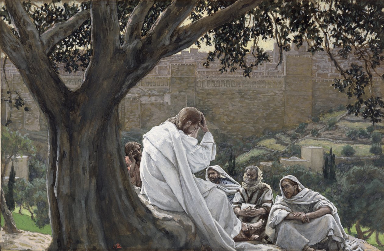 المسيح تنبأ بتدمير الهيكل ، توضيح لحياة المسيح ، c.1886-94 (مرحاض وغواش على ورق مقوى) بواسطة جيمس جاك جوزيف تيسو