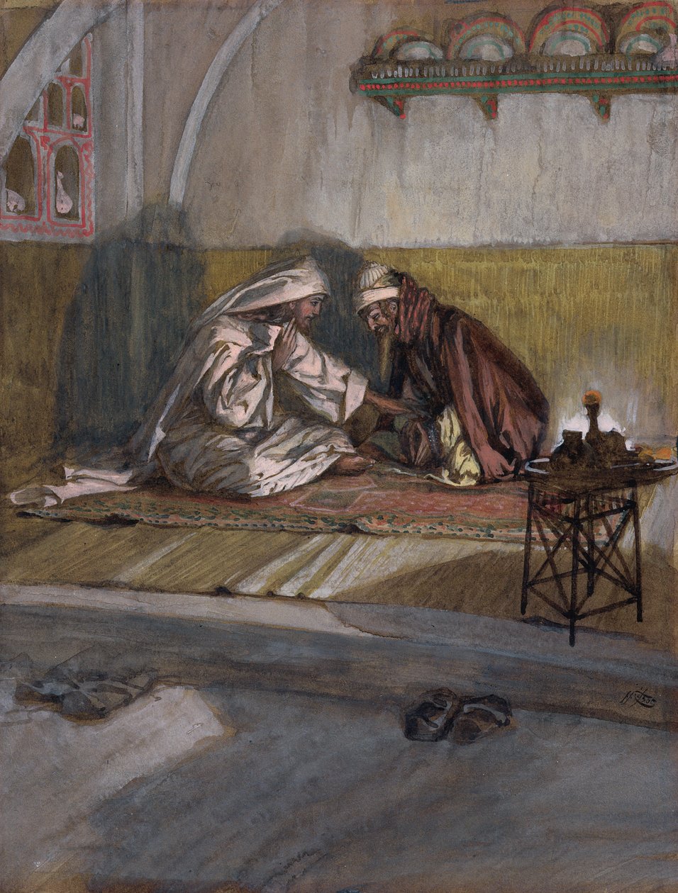 محادثات المسيح مع نيقوديموس ، توضيح لحياة المسيح ، c.1886-94 (مرحاض وغواش على ورق مقوى) بواسطة جيمس جاك جوزيف تيسو
