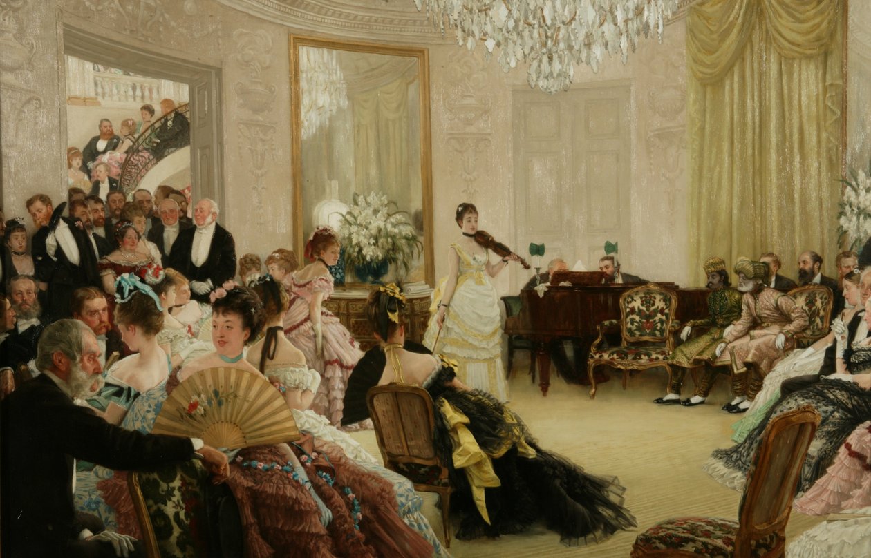 صه! (الحفلة الموسيقية) حوالي عام 1875 (زيت على قماش) بواسطة جيمس جاك جوزيف تيسو