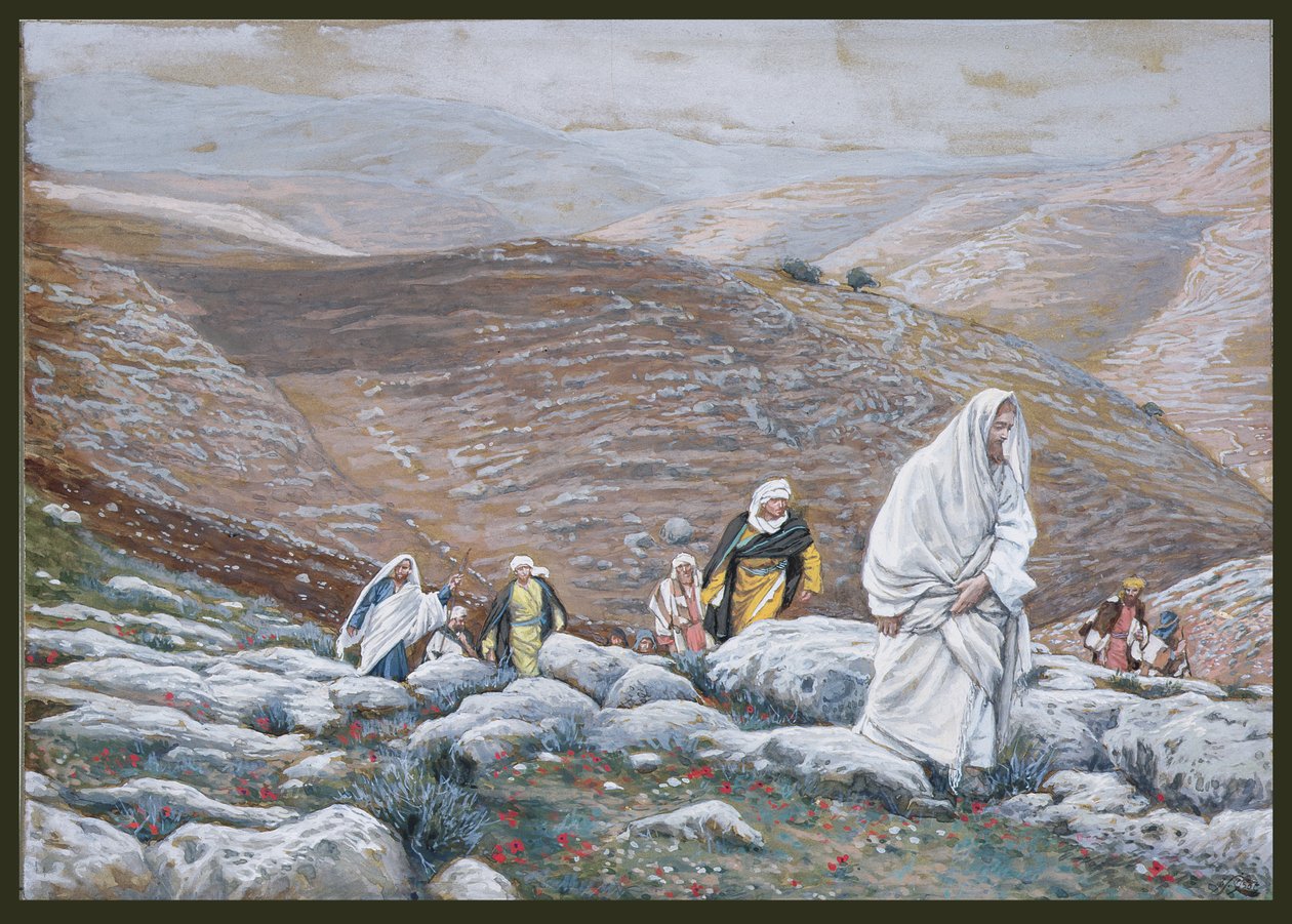 يسوع يصعد إلى أورشليم ، مثال لحياة المسيح ، c.1886-94 (مرحاض وغواش على ورق مقوى) بواسطة جيمس جاك جوزيف تيسو