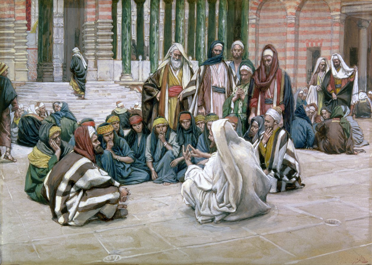 يسوع يتحدث في الخزانة ، رسم توضيحي لحياة المسيح ، c.1886-96 (غواش على ورق مقوى) بواسطة جيمس جاك جوزيف تيسو