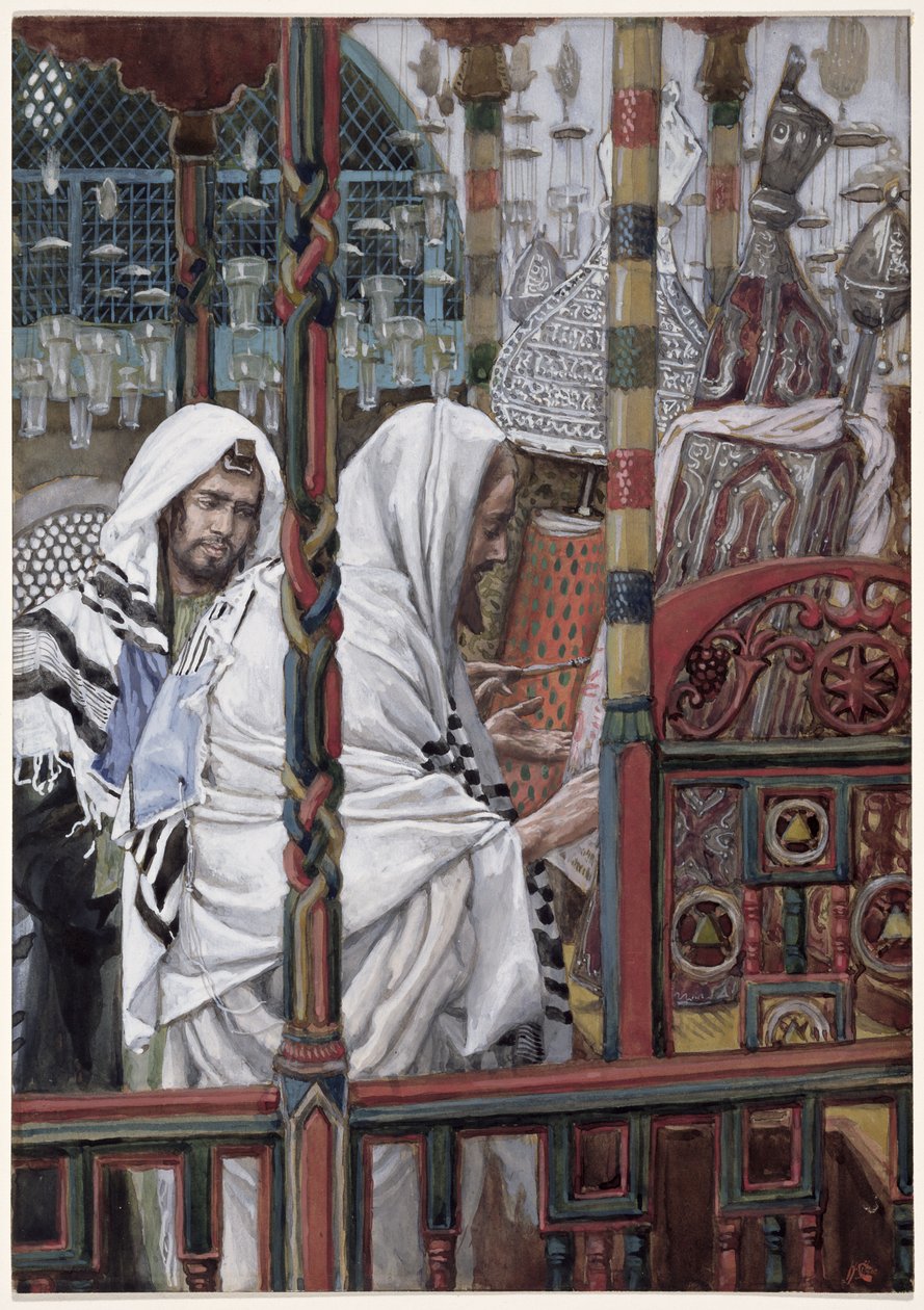 تعليم يسوع في الكنيس ، توضيح لحياة المسيح ، c.1886-94 (مرحاض وغواش على ورق مقوى) بواسطة جيمس جاك جوزيف تيسو