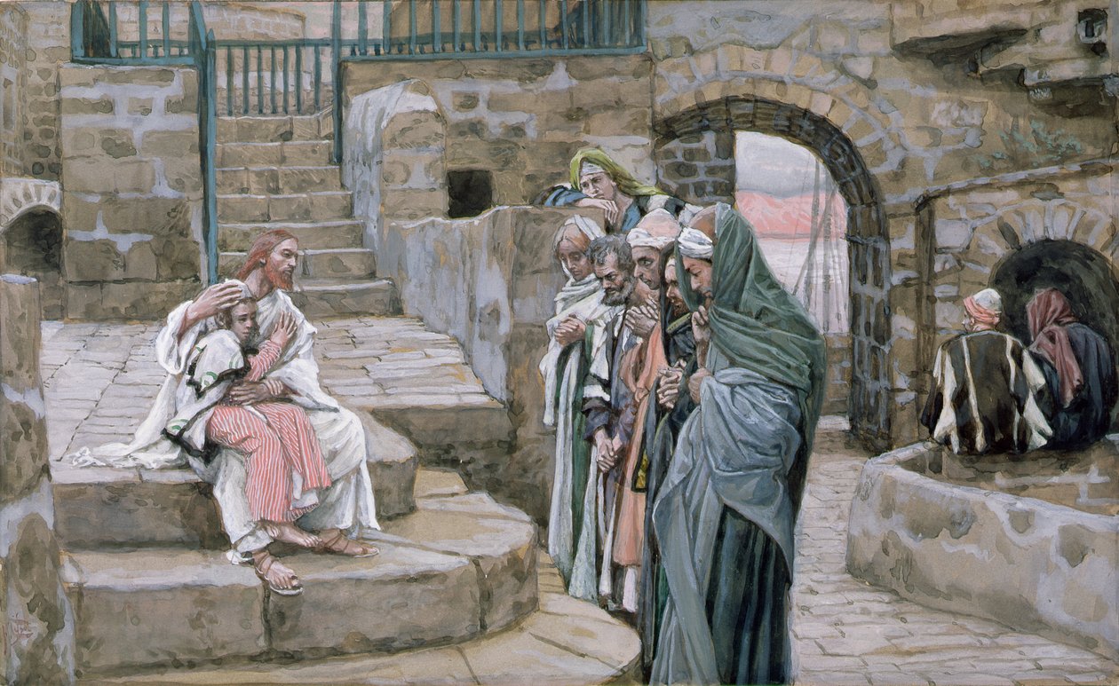 يسوع والطفل الصغير ، توضيح لحياة المسيح ، c.1886-94 (مرحاض وغواش على ورق مقوى) بواسطة جيمس جاك جوزيف تيسو