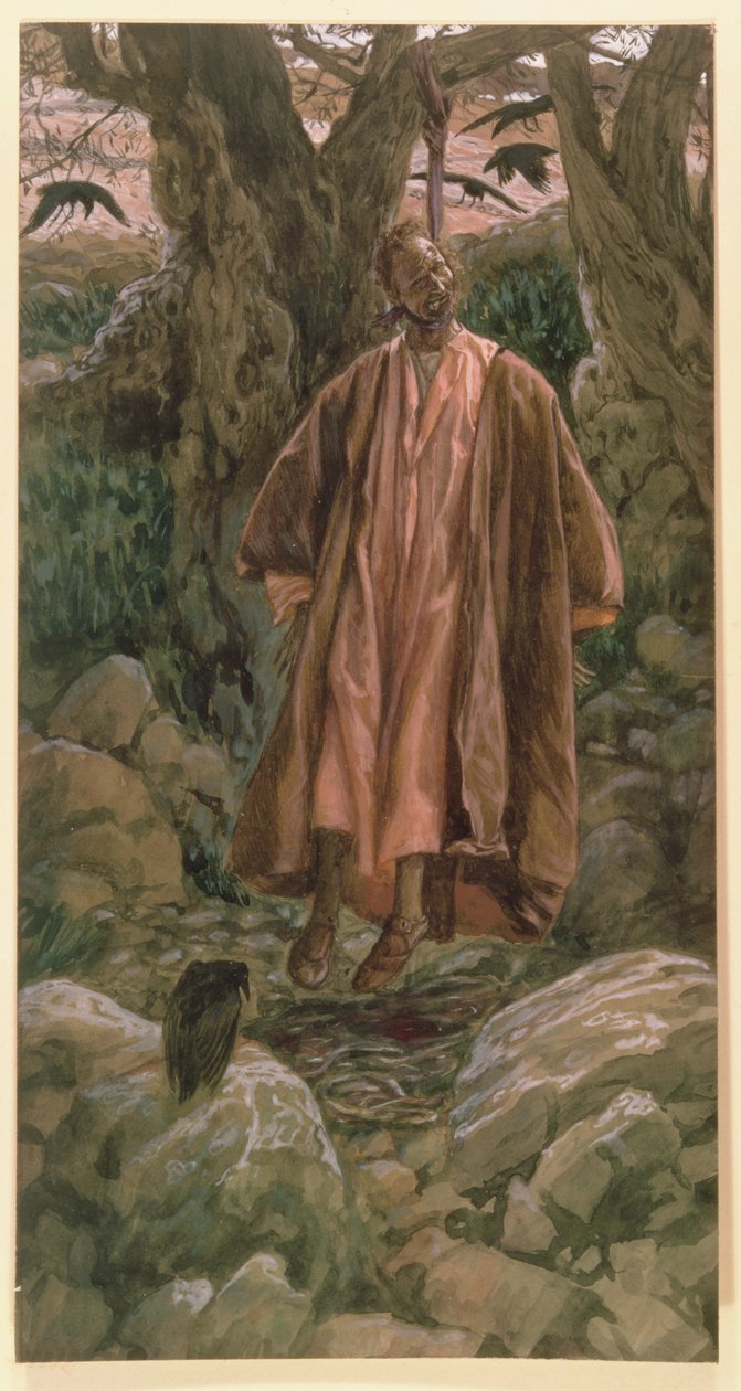 يهوذا يعلق نفسه ، رسم توضيحي لحياة المسيح ، c.1886-96 (غواش على ورق مقوى) بواسطة جيمس جاك جوزيف تيسو