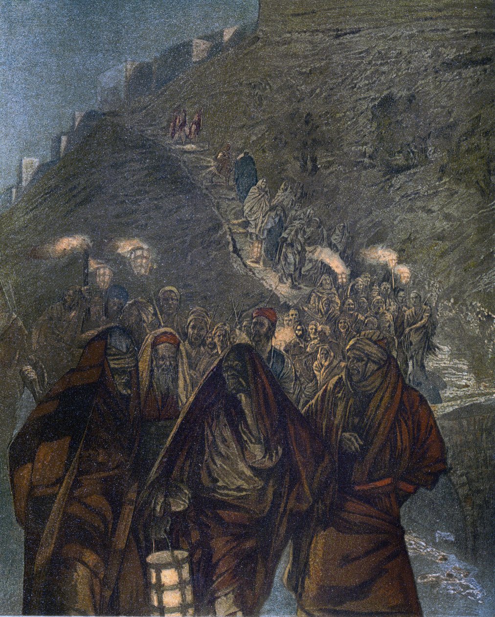 يهوذا ومعه جموع كبيرة - يهوذا ومعه جموع كبيرة - من "" حياة ربنا يسوع المسيح "- 1899 بقلم جيمس تيسو - لا في دي نوتر سيجنور يسوع المسيح ، بقلم جاك جوزيف (جاك جوزيف) تيسو ديت جيمس تيسو (1836-190 بواسطة جيمس جاك جوزيف تيسو