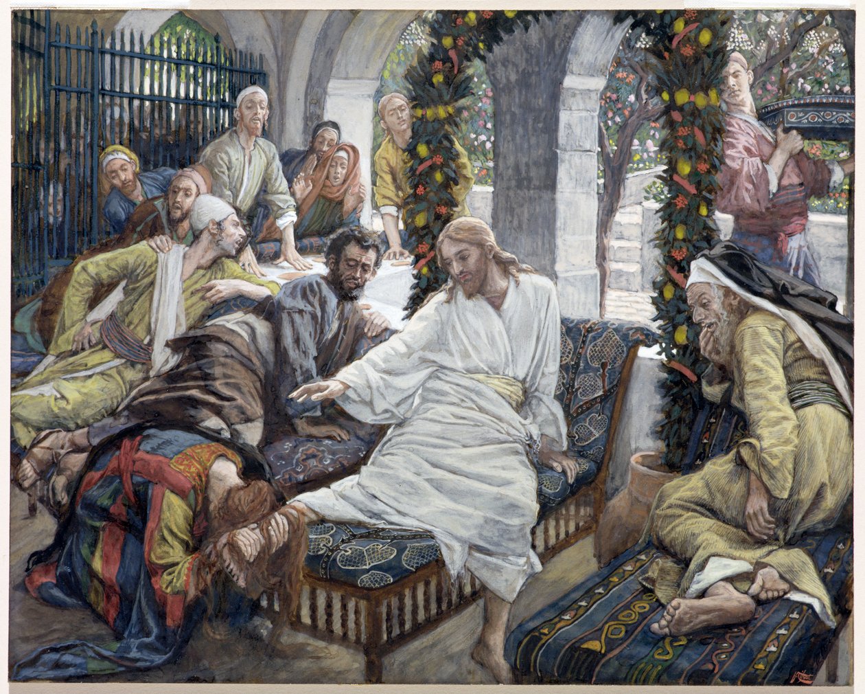 صندوق Mary Magdalenes للمرهم الثمين للغاية ، توضيح لحياة المسيح ، c.1886-96 (غواش على ورق مقوى) بواسطة جيمس جاك جوزيف تيسو