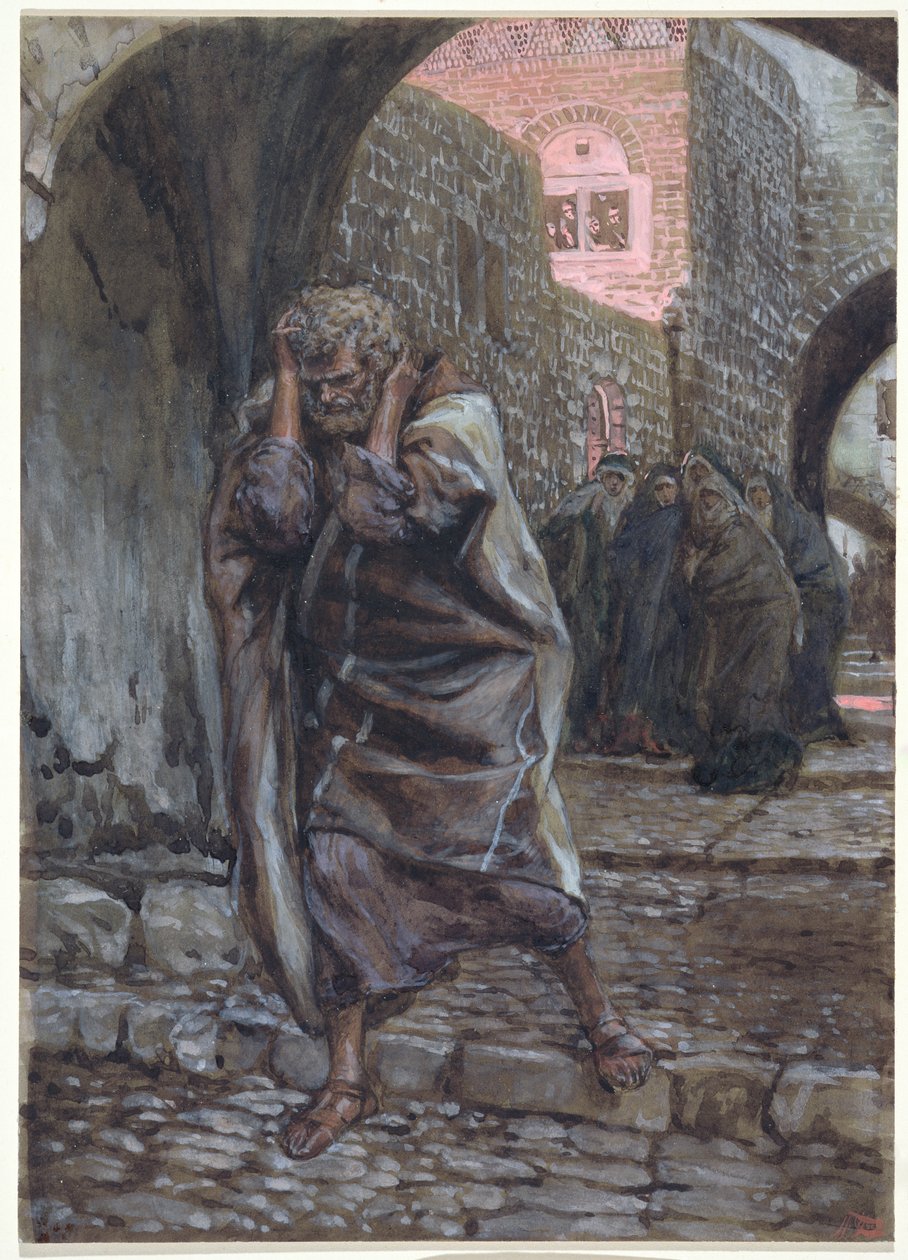 Peter Went Out and Wept Bitterly، Illustration for The Life of Christ، c.1886-94 (مرحاض وغواش على ورق مقوى) بواسطة جيمس جاك جوزيف تيسو