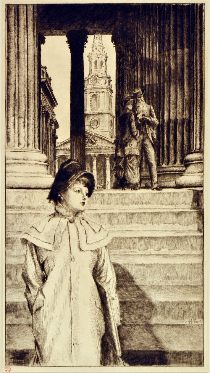 Portico of the National Gallery، London بواسطة جيمس جاك جوزيف تيسو