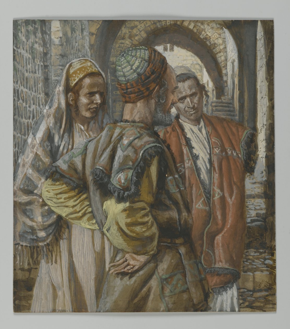 سيمون القيرواني وولديه ألكسندر وروفوس ، توضيح من حياة ربنا يسوع المسيح ، 1886-1894 (مرحاض فوق الجرافيت على الورق) بواسطة جيمس جاك جوزيف تيسو