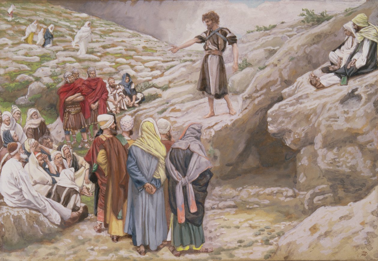 القديس يوحنا المعمدان والفريسيون ، توضيح لحياة المسيح ، c.1886-96 (الغواش على ورق مقوى) بواسطة جيمس جاك جوزيف تيسو