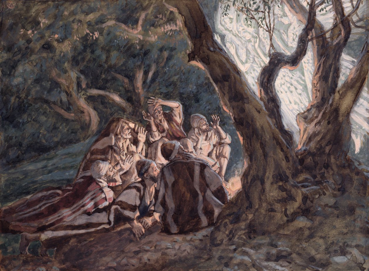 الملائكة والرعاة ، توضيح لحياة المسيح ، c.1886-94 (الغواش على ورق مقوى) بواسطة جيمس جاك جوزيف تيسو